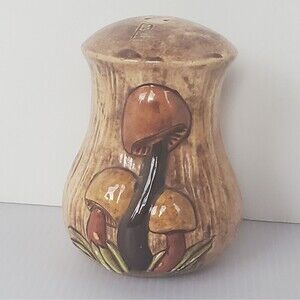 Arnel's Mushroom Shaker Ceramic Hand Painted Single Pepper 1970s Cottage Core